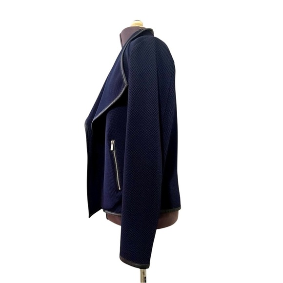 Calvin Klein Navy Blue Diamond Textured Open Front Jacket Size M - Picture 5 of 10